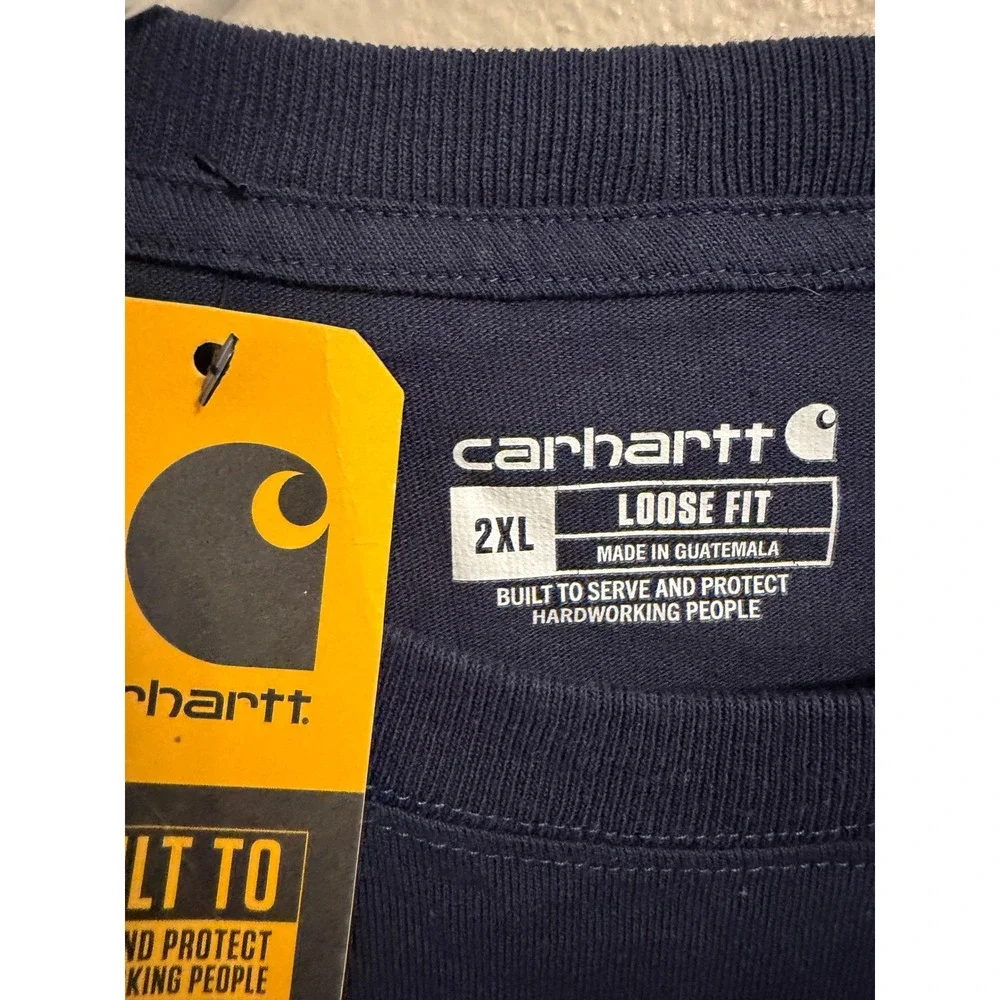 Carhartt K87 Pocket T-Shirt Mens 2XL Navy Blue New Loose Fit Heavyweight Cotton